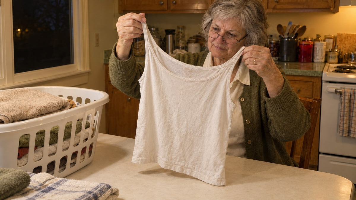 At her kitchen table one night, Susie holds up an old stretchy tank top: what if the tank did the holding?