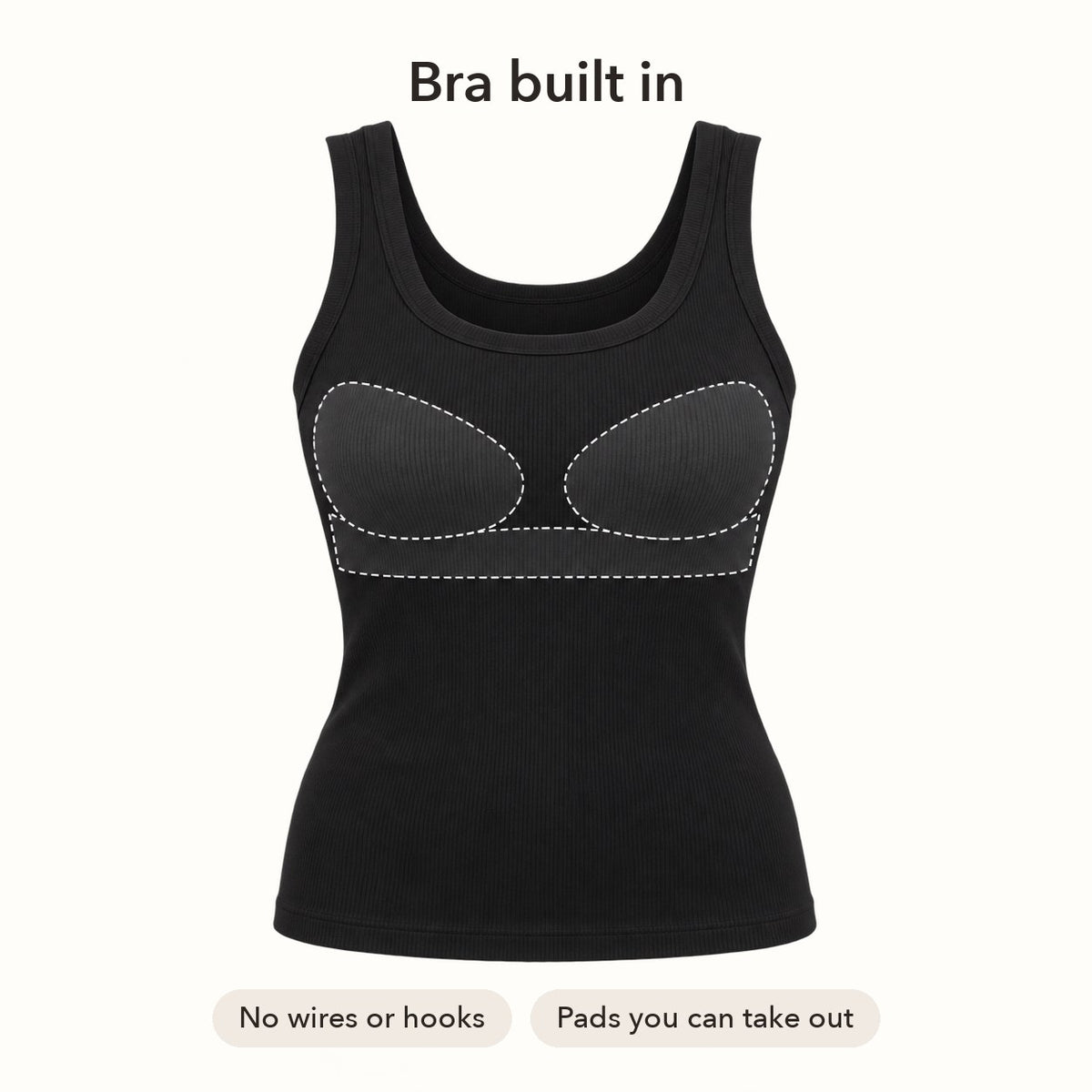 Ribbed Cotton Built-in Bra Tank